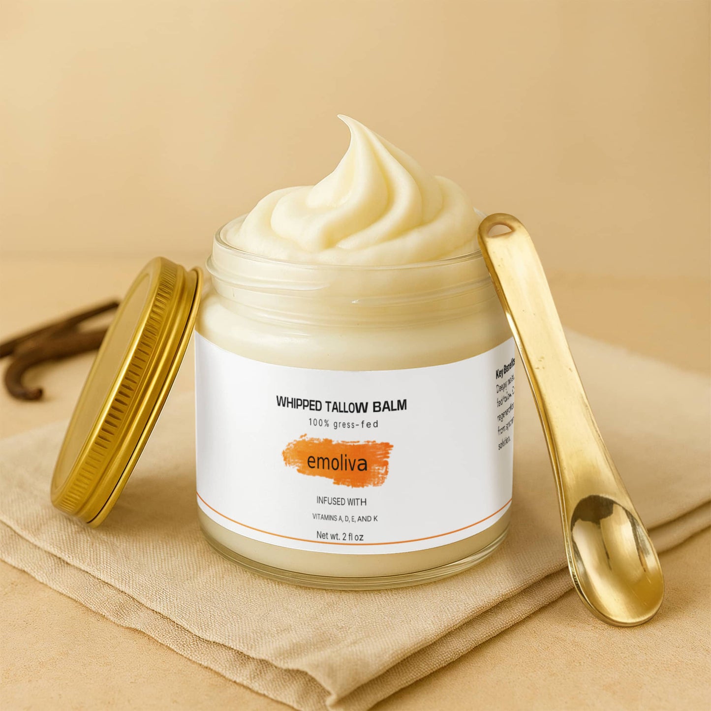 Whipped Grass-Fed Tallow Balm Vanilla Bean Soft Skin Balm